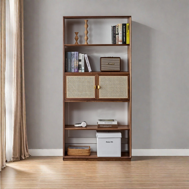 Italian style simple rattan bookcase, Brown