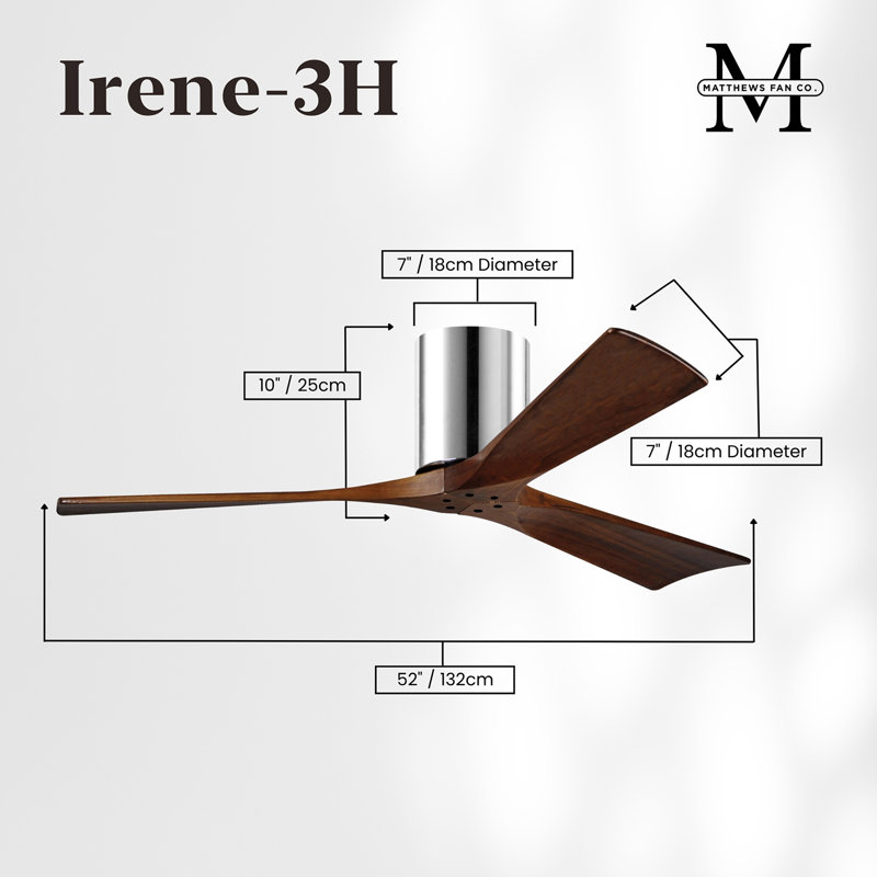 Irene Ceiling Fan, Polished Chrome, 52", Walnut Tone