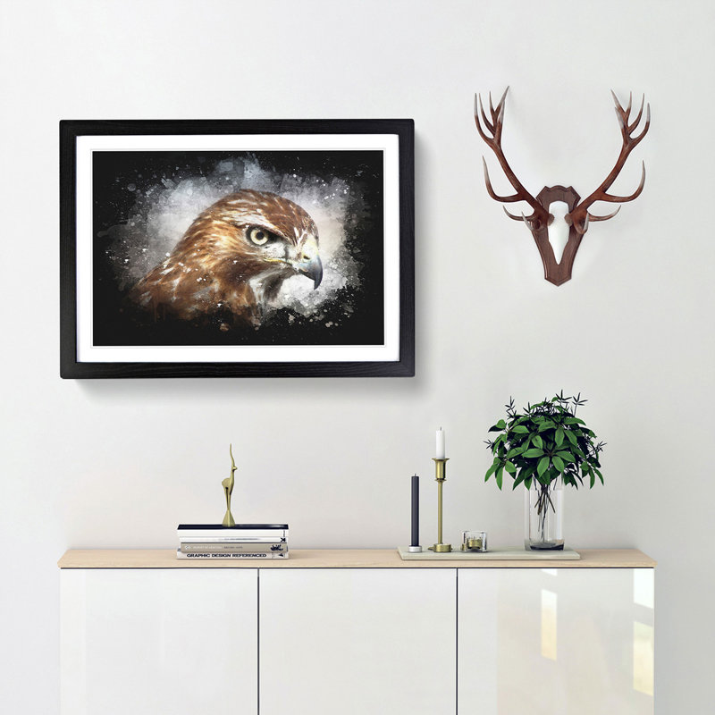 Hawk - Picture Frame Graphic Art Print, Black Framed, 33cm H x 45cm W x 2cm D