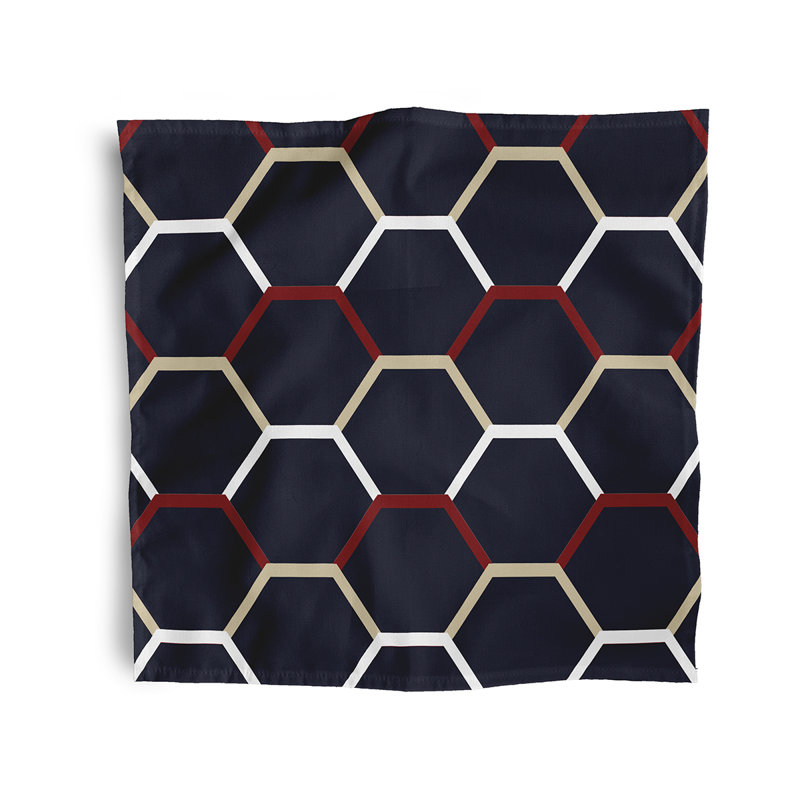 Ladaruis Polyester Geometric Square Napkin, Navy