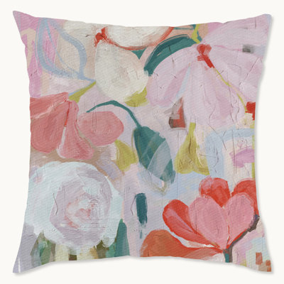 Floral Polyester Indoor/Outdoor Throw Pillow