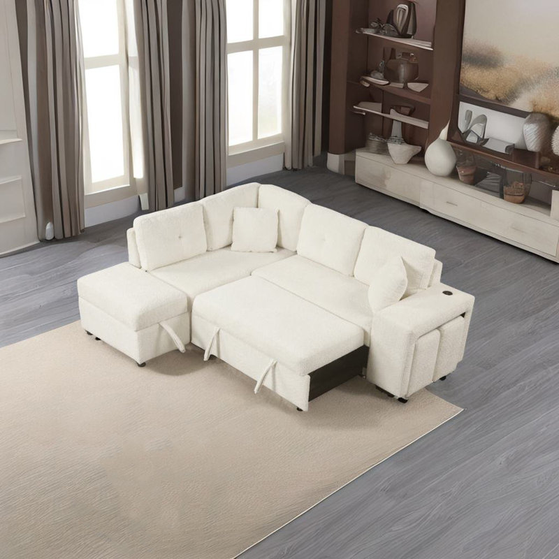 Canapé modulaire 2 pièces Chyleen, Chenille crème
