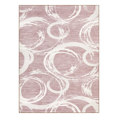 Tapis abstrait Mid-Century moderne - doux, lavable à la machine, tapis géométrique résistant aux marques pour le salon, la chambre à coucher, la salle à manger, le bureau - Best Selling - rose, 6 x 9 pi (183 x 274 cm)