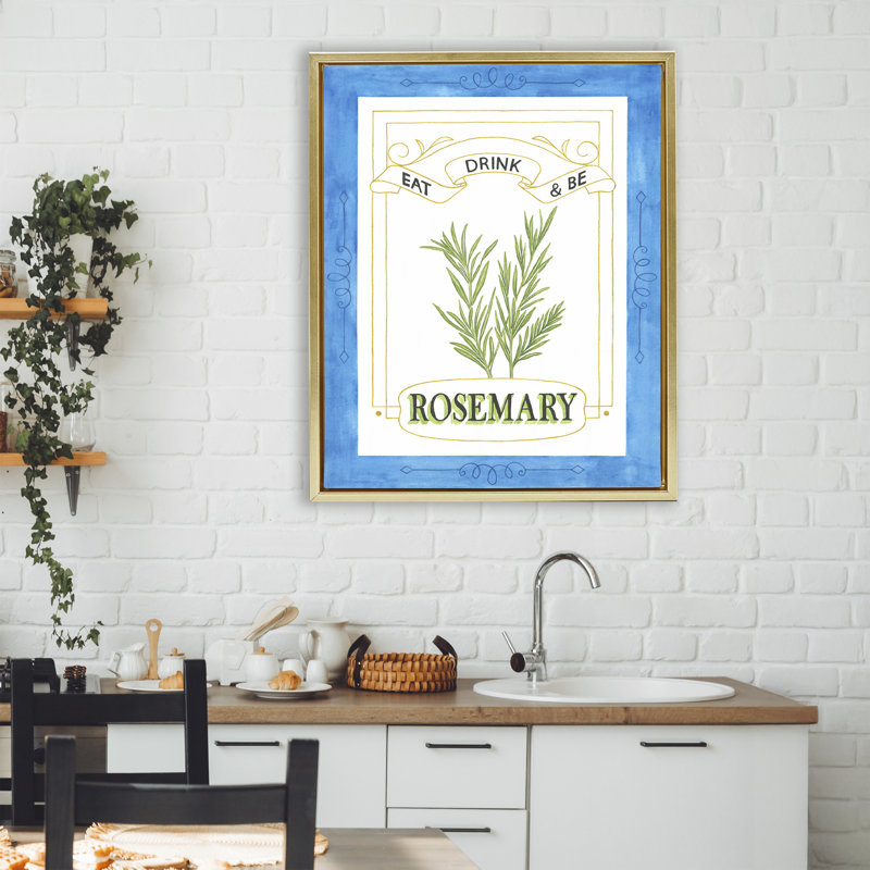 Cadre flottant Eat Drink & Be Rosemary, design par Lara Beeston, H 31 po x l 25 po, Cadre flottant métallique doré