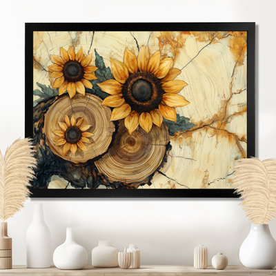 Donitta, tournesols, paysage au-dessus des glissades en bois I - tournesols, art mural