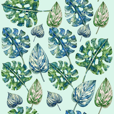 Papier peint adhésif à feuilles d'aquarelle tropicales