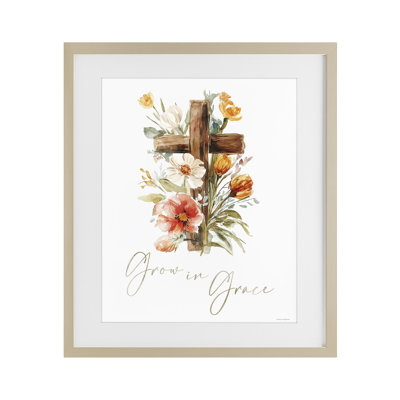 Grow In Grace Cross Framed Print Under Glass, design by Svetlana Aleynikova