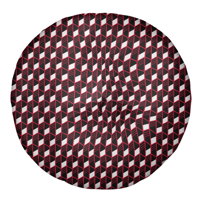 Coussin de sol géométrique Katelyn Elizabeth, 30 po x 30 po, Rouge / noir