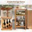 Armoire de rangement en bois à 3 niveaux Gymax avec comptoir en marbre et 2 tablettes à lattes