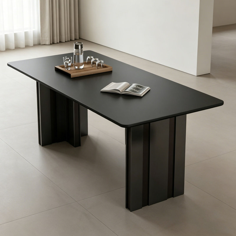 Table de salle à manger rectangulaire moderne noir, H 29,5 po x L 70,9 po x l 35,4 po