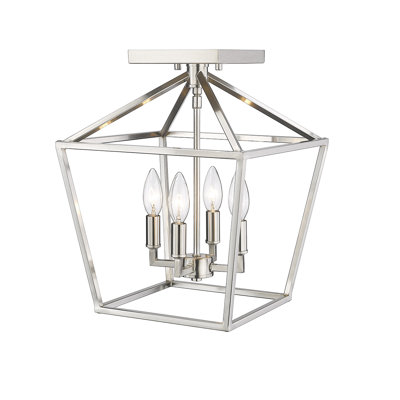 4-Light Semi-Flush Ceiling Mount Satin Nickel