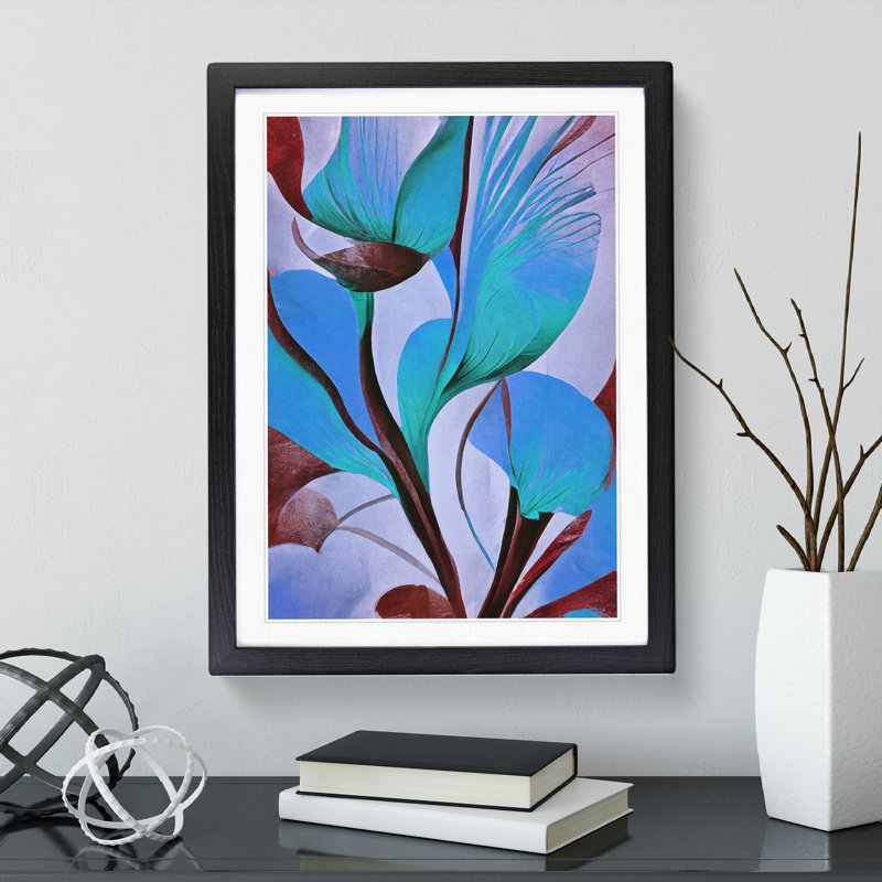 Floral Abstract No.5 - Single Picture Frame Print, Black, 64cm H x 46cm W