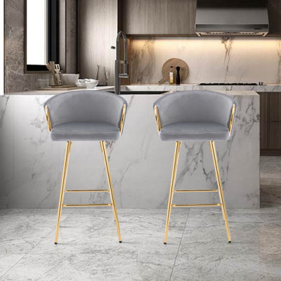 Upholstered 26.79'' Seat Height Counter Stool with Metal Frame, 2 Pieces/Set