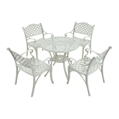 Miller Round 4 - Person 31'' L Outdoor Dining Set -  mondawe, MO6020CT-WH