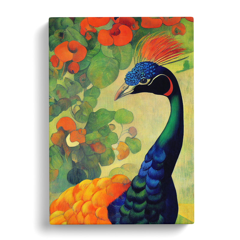 Painted Peacock No.1 - Wrapped Canvas, 50cm H x 35cm W x 3cm D
