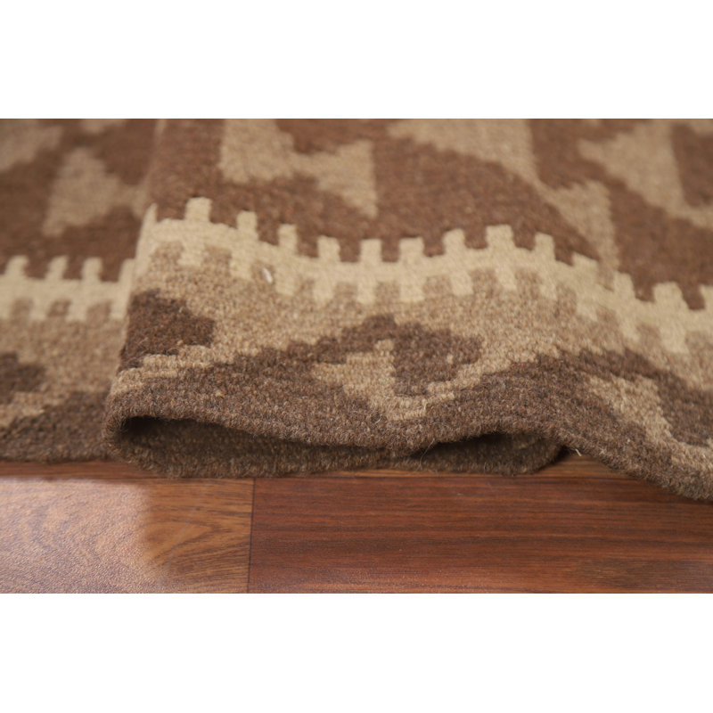 Reversible Wool Kilim Geometric Area Rug 3x4
