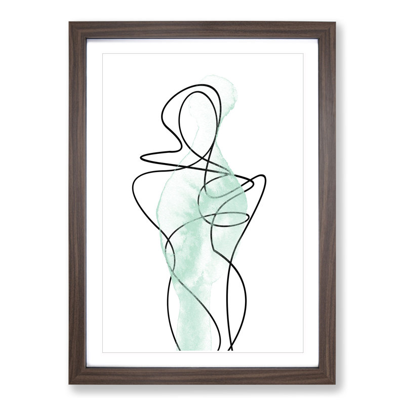 Female Form Green - Picture Frame Graphic Art, Walnut, 36cm H x 27cm W x 2cm D