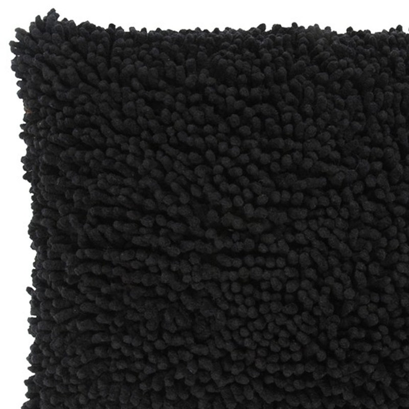 Daysha Shag 100% Cotton Throw Pillow, Black