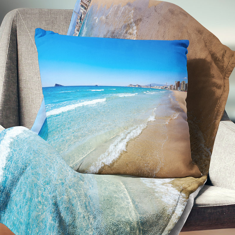 Coussin seascape benidorm poniente beach waves, 16 po x 1 po