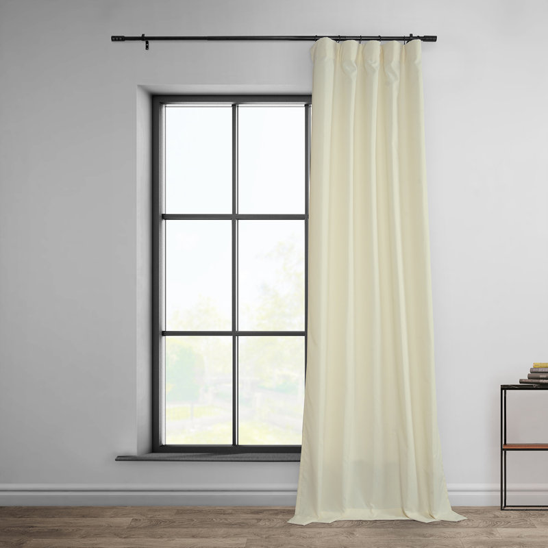 Chittick Dobby Linen Light Filtering Curtains - Single Panel Drapes (1 Panel), 50" W x 108" L, Ivory