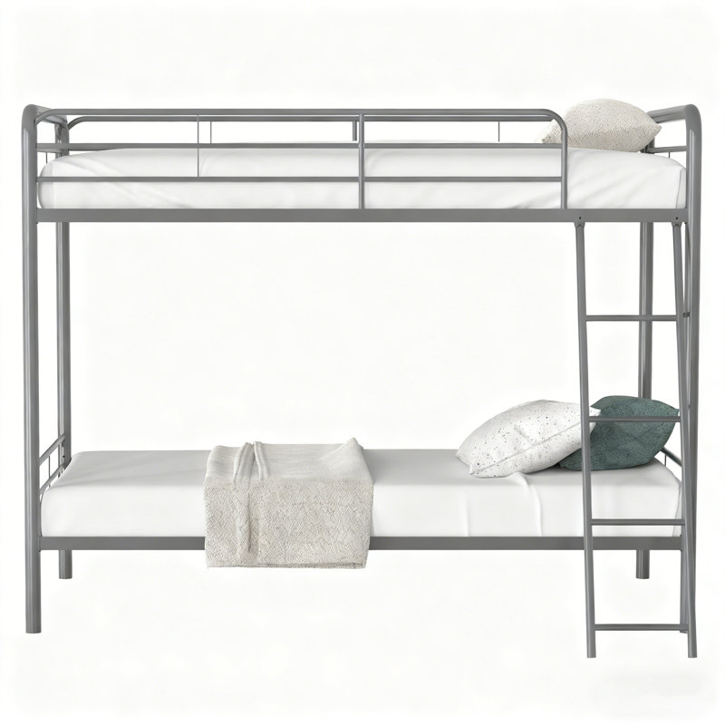 Bunk Bed with Built-in Ladder Included, Silver