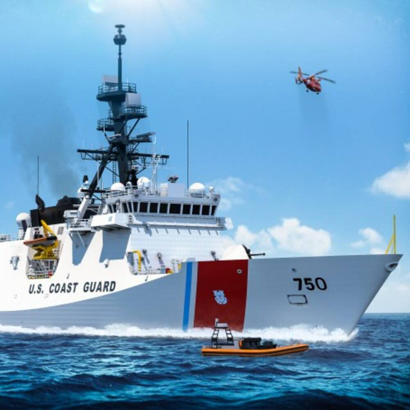 Maquette de bateau USCGC Bertholf WMSL-750, H 10 po x l 30 po x P 5 po