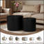 Ensemble de 2 tables basses gigognes, design rond moderne avec pieds antidérapants pour une utilisation polyvalente dans le salon, la chambre à coucher et le bureau.-733288707
