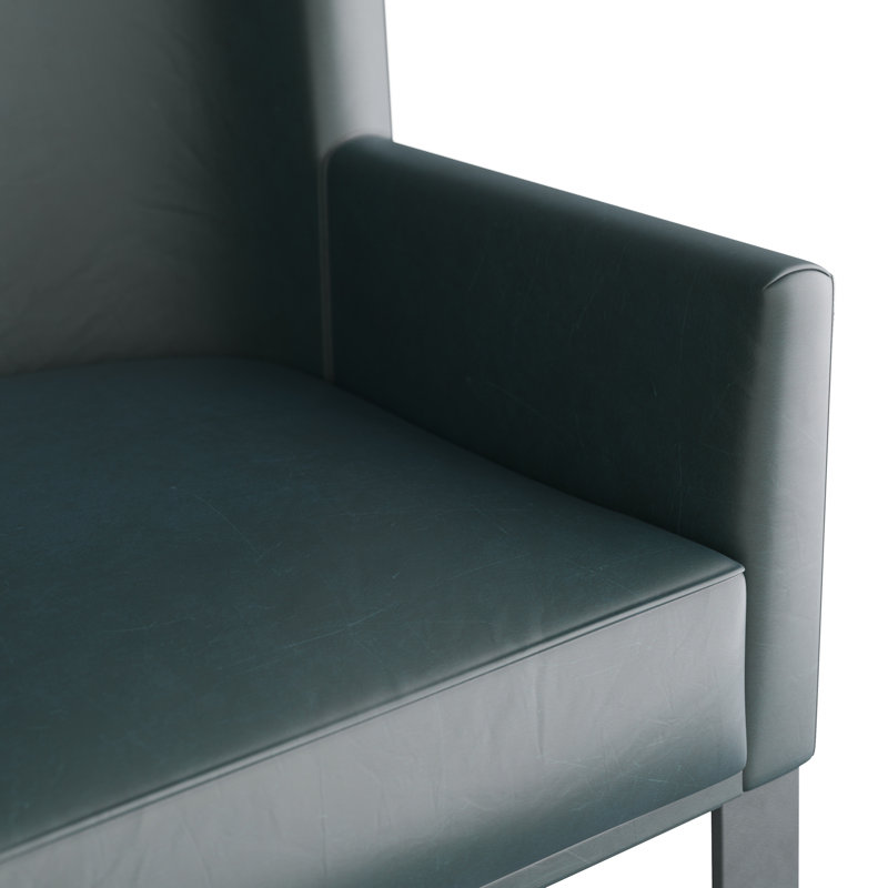 Bleu Leather Wingback Chair