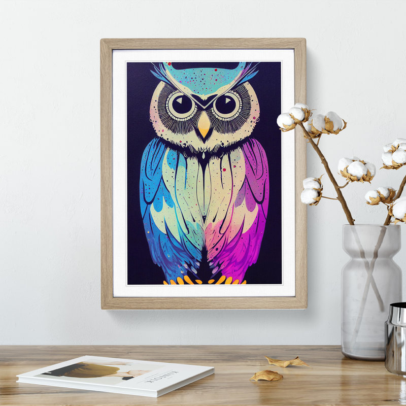 Owl in No.3 - Framed Print, 34cm H x 25cm W x 2cm D, Oak