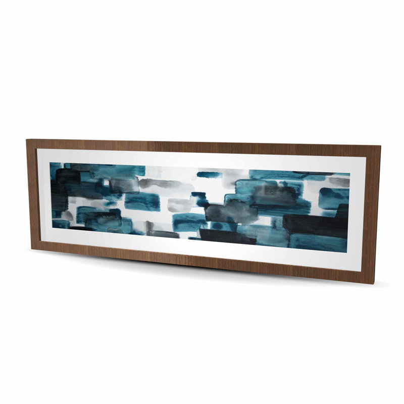 Turquoise et formes grises - impression encadrée contemporaine