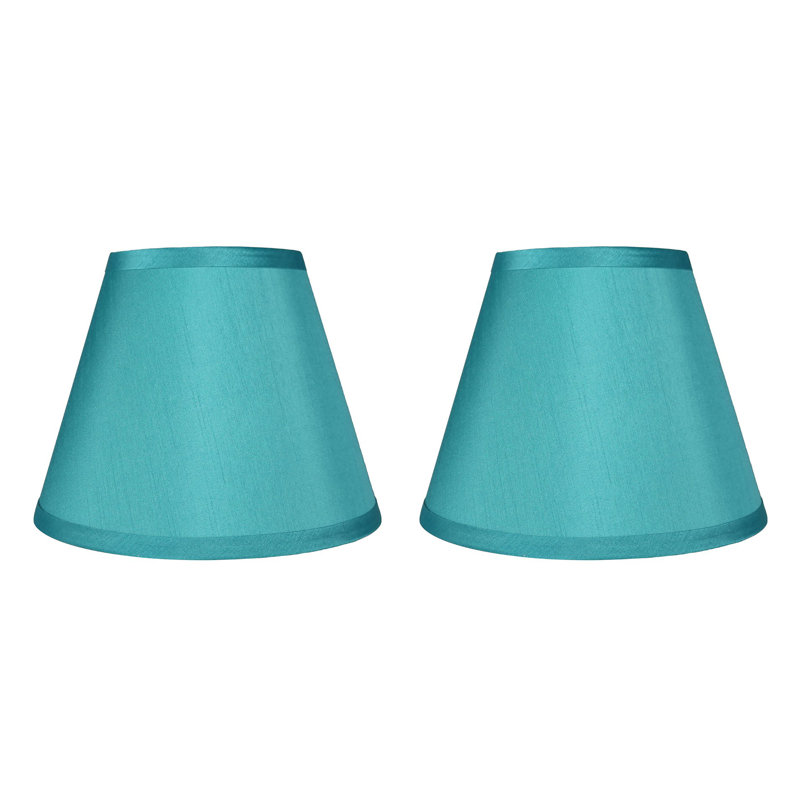 Abat-jour empire en soie 7 po H, Soie bleu sarcelle, 7" H x 9" W x 9" D