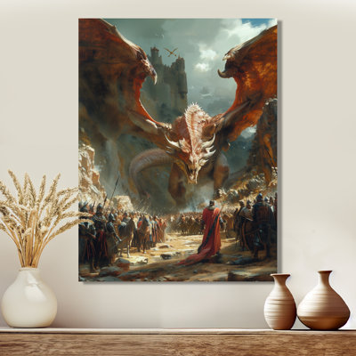 Epic Battle Between Dragons And Soldiers V - Dragons Wall Decor