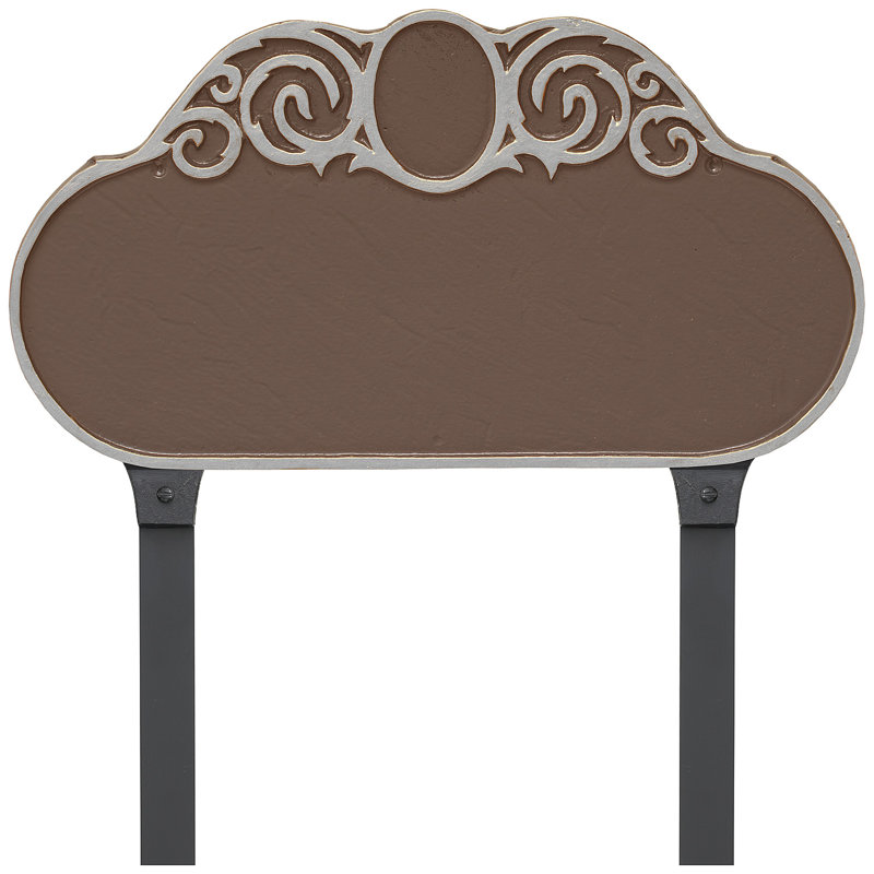 Enseigne d’adresse pour gazon à 2 lignes monogramme, Sable / argent, Oui