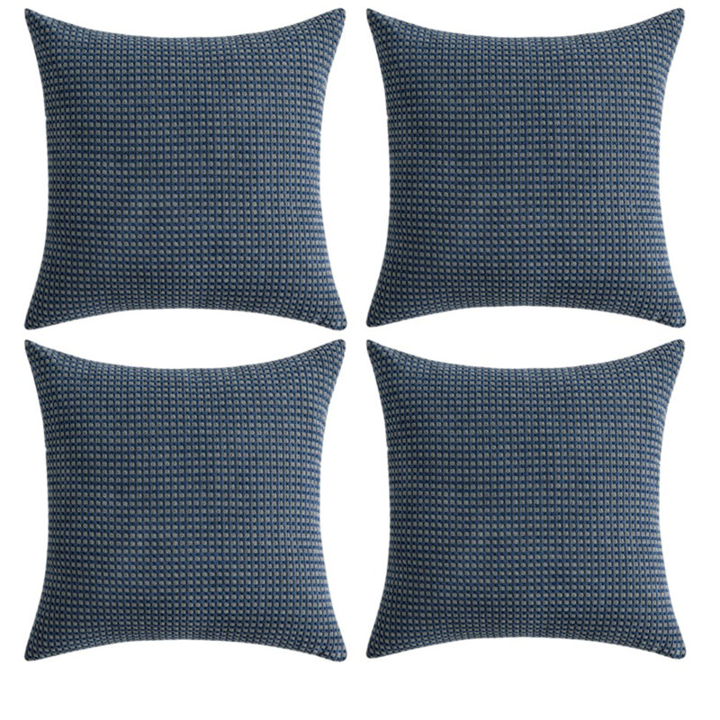 Coussin en velours côtelé deux tons Corduroy, Bleu foncé