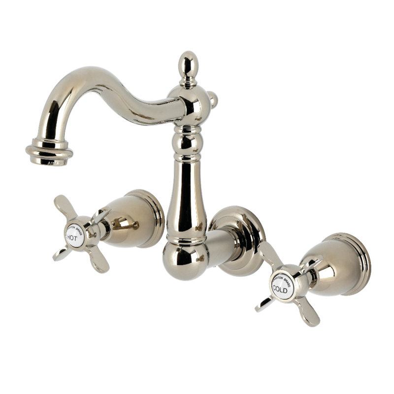 Elegant Heritage Nickel 8-Inch Wall Mount Bathroom Faucet