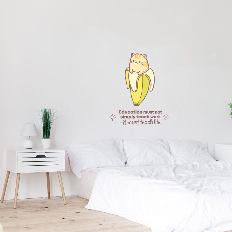 Décalcomanie murale mignonne, citations de dessins de bananes, H 20 po x l 12 po x P 0,05 po
