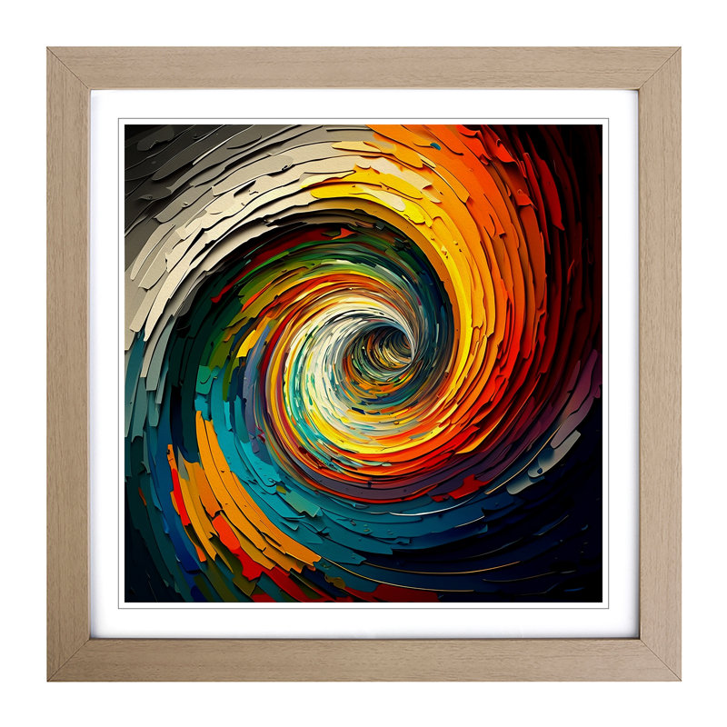 Hypnotize Palette Knife Painting - Framed Print, Oak