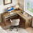 L-Shaped Computer Desk, Rustic Executive Office Table Workstation