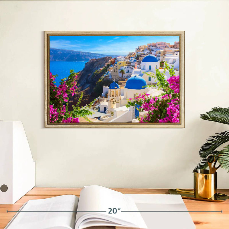 Perspectives d'Oia, Cadre flottant en bois naturel, 13 po x 9 po