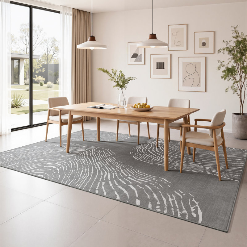 Rectangle Abstract Area Rug, Grey, 160x230