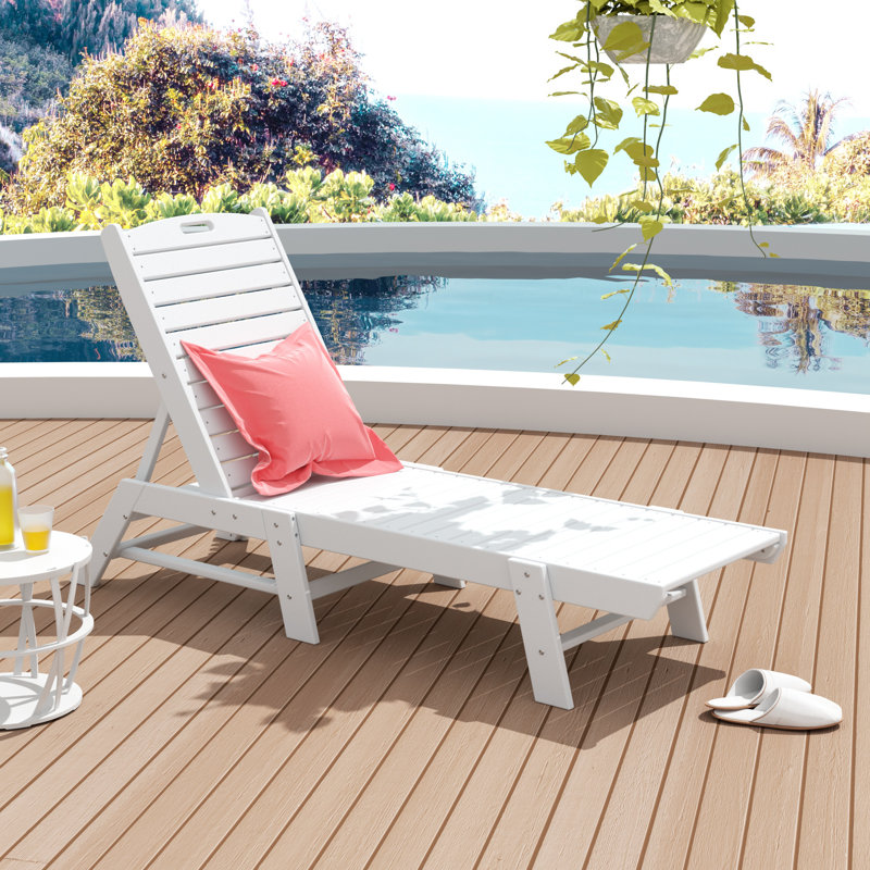 Chaise longue d'extérieur en PEHD Laguna, Blanc