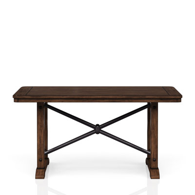 Table de salle à manger à double piédestal de style décontracté, abat-jour brun, aspect industriel, bois massif