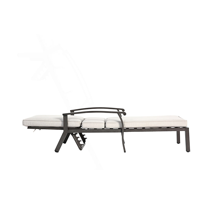 Aluminium Cast Lounge Chair With Adjustable Backrest, Beige