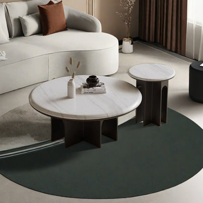 Marble Coffee Table with Carbon Steel Frame