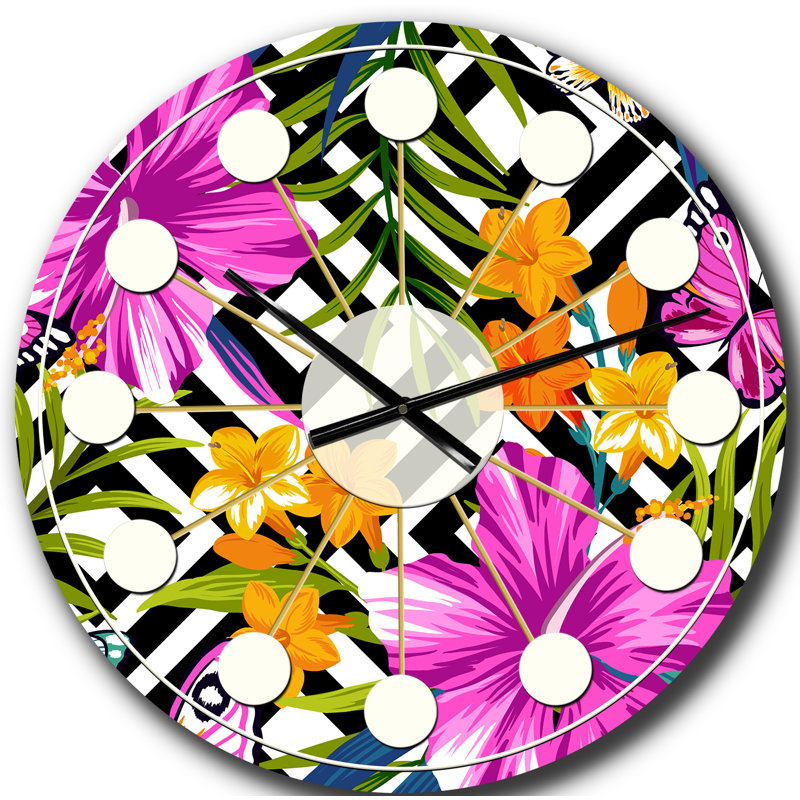 Horloge murale style tropical Mid-Century, Grand