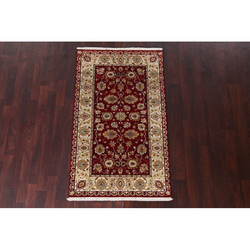 Tapis rouge en laine Agra fabriqué à la main 3 x 5