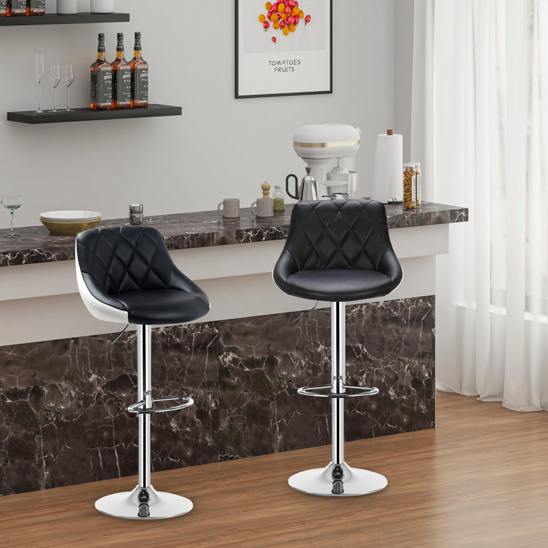 Dequay Swivel Bar Stool, Black/White