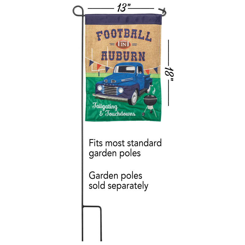 Drapeau de jardin en polyester 18 po x 13 po Alarico, Auburn, Bleu