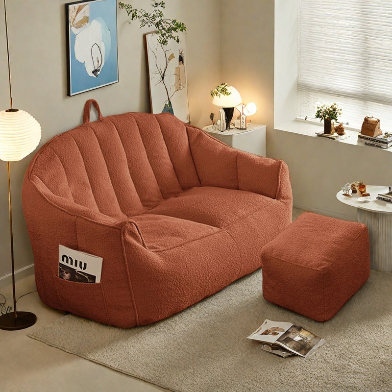 Canapé à billes paresseux et minimaliste, H 25,59 po x l 57,08 po x P 35,43 po, Polyester brun