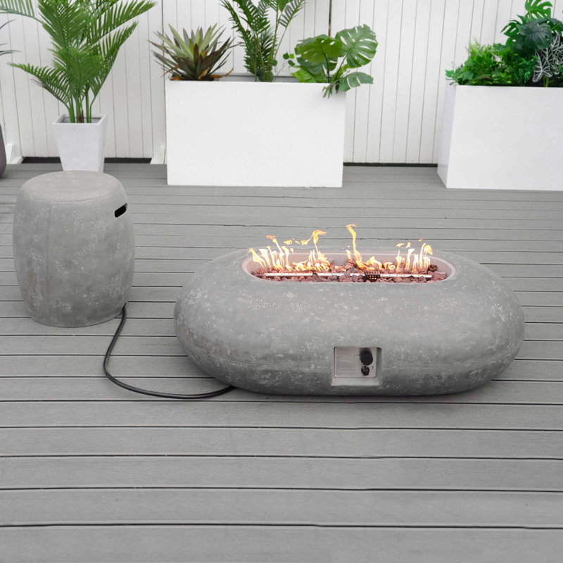 Table de foyer d'extérieur au propane en béton Loneva
